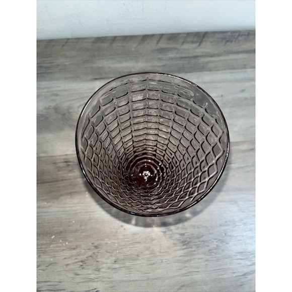 Ice Cream Dessert‎ Dish Vintage Waffle Cone Pattern Pink Glass 6.5 Inch - Picture 6 of 6